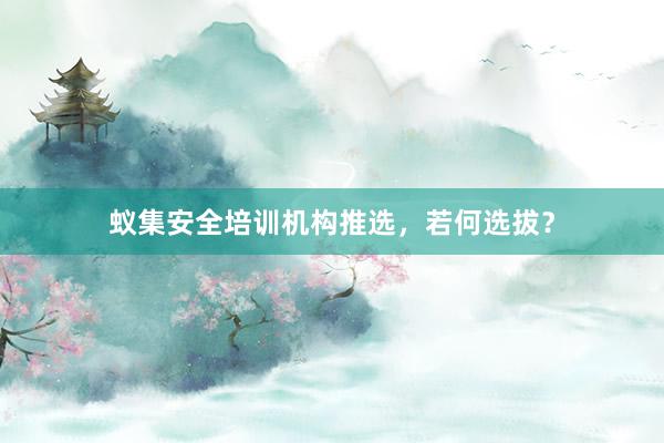 蚁集安全培训机构推选，若何选拔？